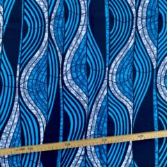 Tissu Wax bleu gris imprimé Courbes