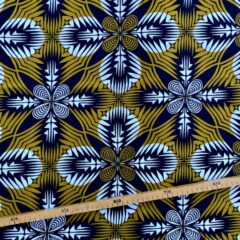 Tissu Wax bleu kaki imprimé Réflexion