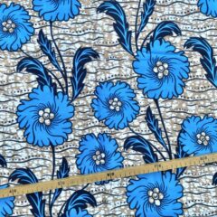 Tissu Wax bleu sable imprimé Jardin