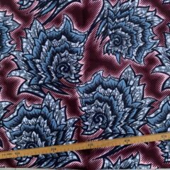 Tissu Wax gris bleuté imprimé Chardons