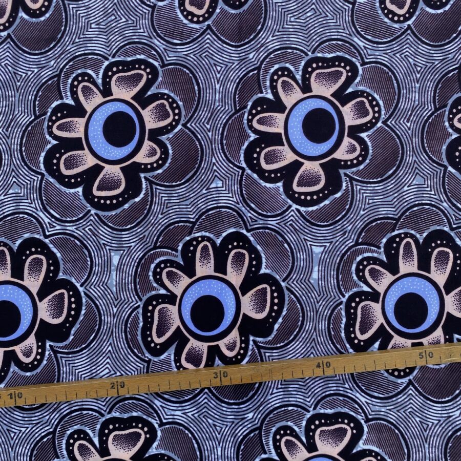 Tissu Wax marron imprimé Fleurs