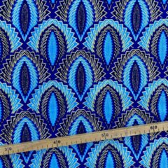 Tissu Wax pailleté bleu imprimé Arty