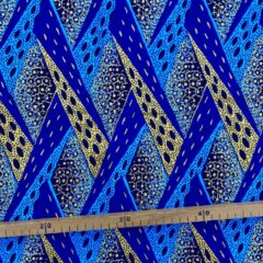 Tissu Wax pailleté bleu imprimé Croisé