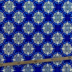 Tissu Wax pailleté bleu imprimé Etoiles