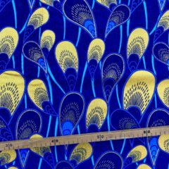 Tissu Wax pailleté bleu imprimé Moules