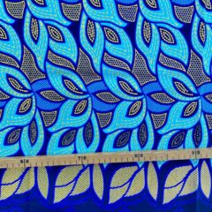 Tissu Wax pailleté bleu imprimé Tresses