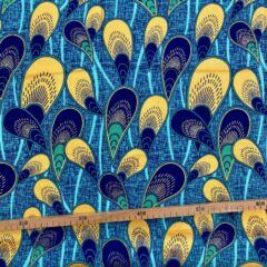 Tissu Wax pailleté bleu turquoise imprimé Moules