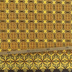 Tissu Wax pailleté jaune orangé imprimé Imbriqué