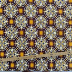 Tissu Wax pailleté marron imprimé Etoiles