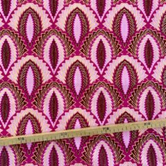 Tissu Wax pailleté rose imprimé Arty