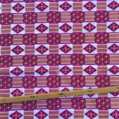 Tissu Wax pailleté rose imprimé Kente