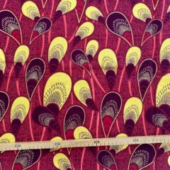 Tissu Wax pailleté rouge imprimé Moules