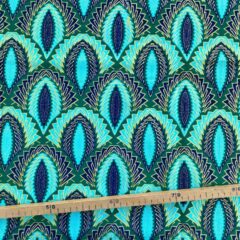 Tissu Wax pailleté vert imprimé Arty