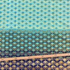 Tissu Wax pailleté vert imprimé Ecailles