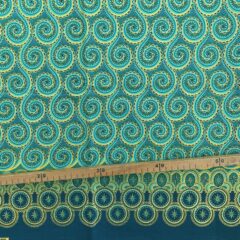 Tissu Wax pailleté vert imprimé Serpentin