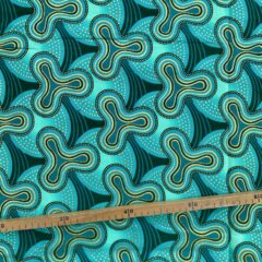 Tissu Wax pailleté vert turquoise imprimé Micro