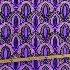 Tissu Wax pailleté violet imprimé Arty