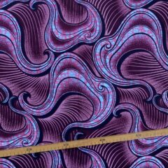 Tissu Wax prune imprimé Courbes