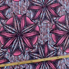 Tissu Wax rose bleu imprimé Fleurs
