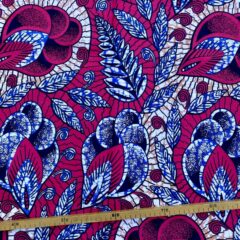 Tissu Wax rose bleu imprimé Florilège