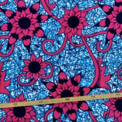 Tissu Wax rose pétard imprimé Fleurs