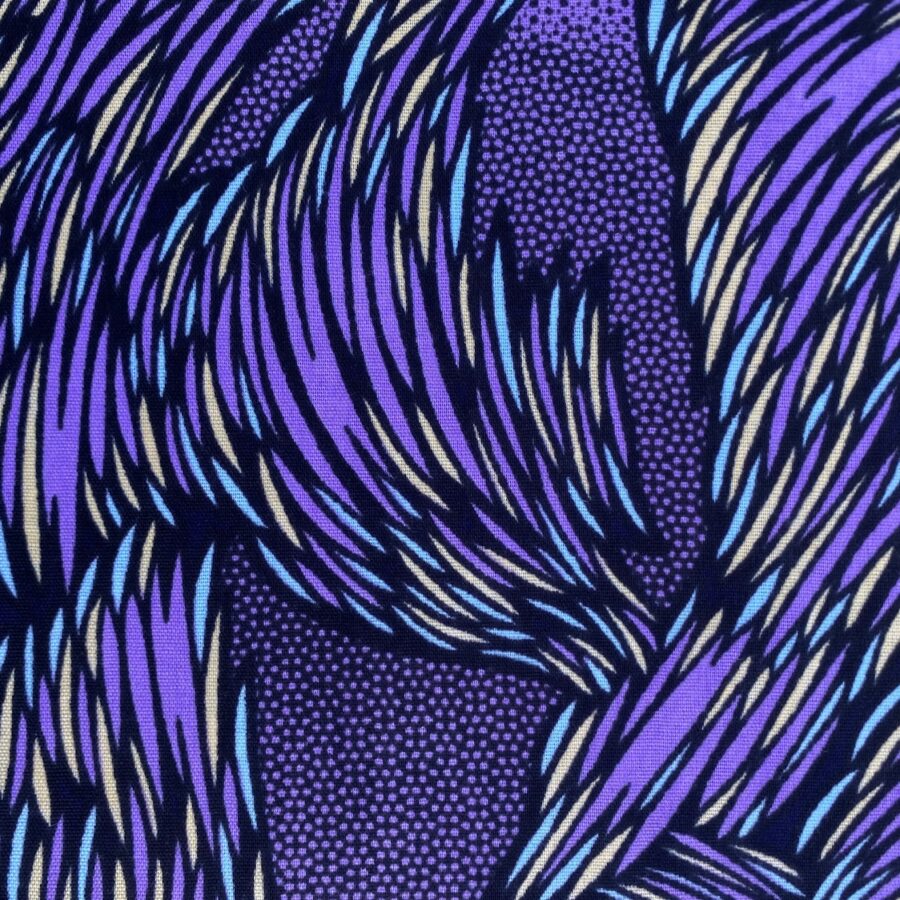 Tissu Wax violet jaune imprimé Explosion détail