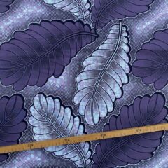 Tissu Wax violine imprimé Feuilles